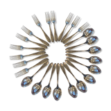 Series of 12 forks and 12 silver metal spoons