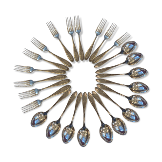 Series of 12 forks and 12 silver metal spoons