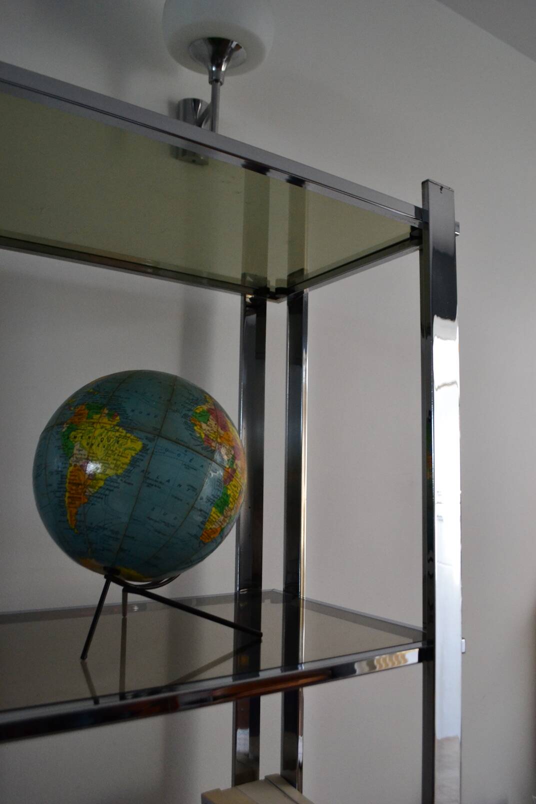 1970s smoked glass chrome bookshelf