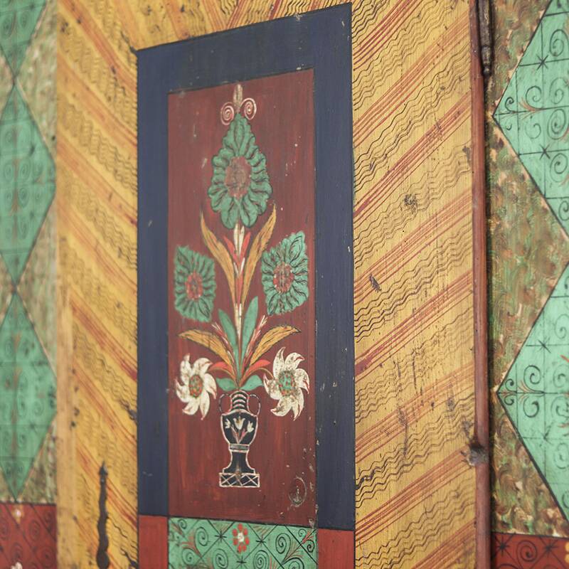 Rustic Farmhouse Folk Art Painted Bridal Cabinet