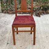 Art deco chair in solid wood and burgundy fabric