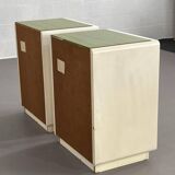 Beige Wood and Green Varnish Bedside Tables, Norway, 1960s, Set of 2