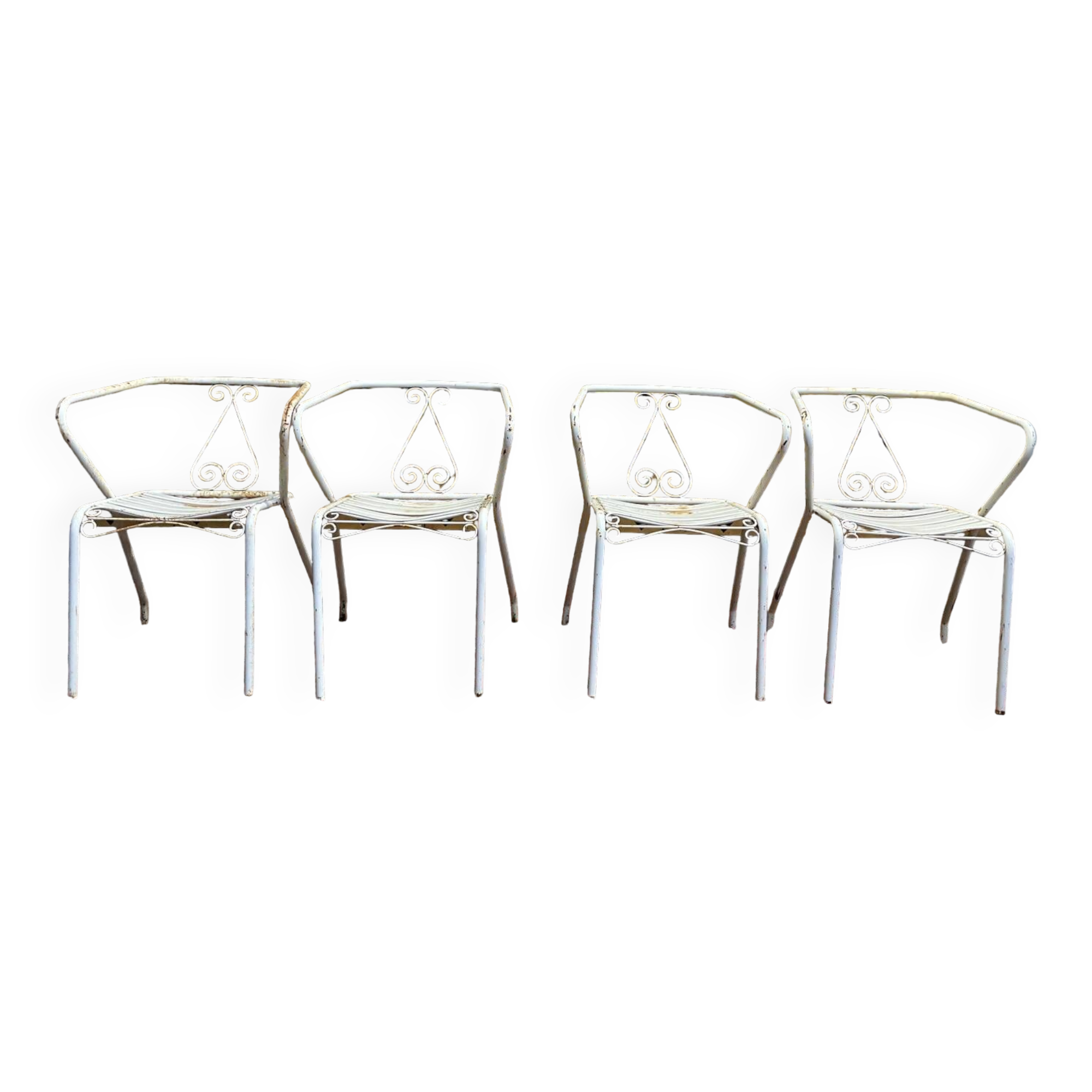 Suite of 4 garden armchairs