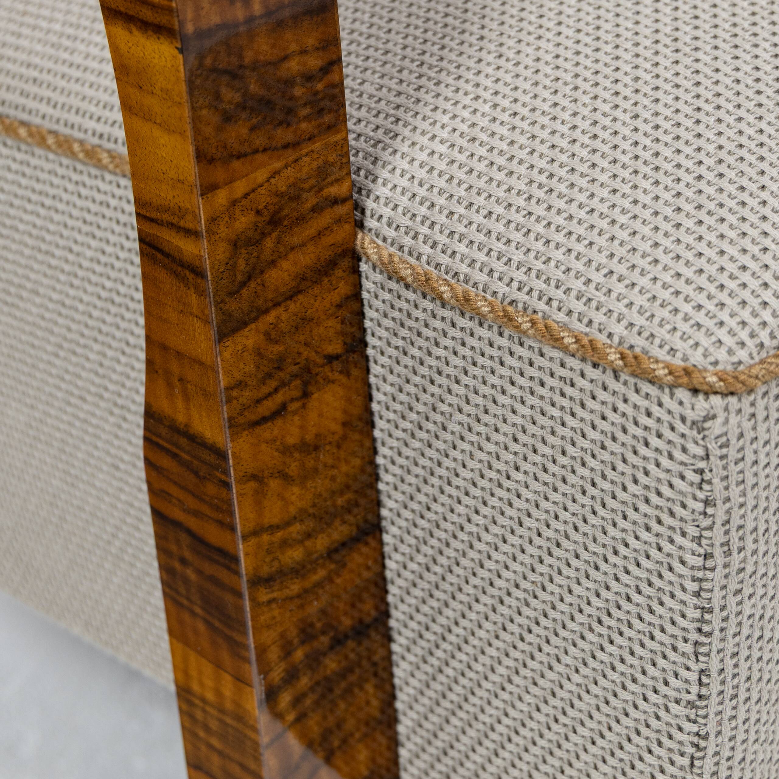 Pair of Art Deco armchairs and two poufs in walnut - 1930-1940