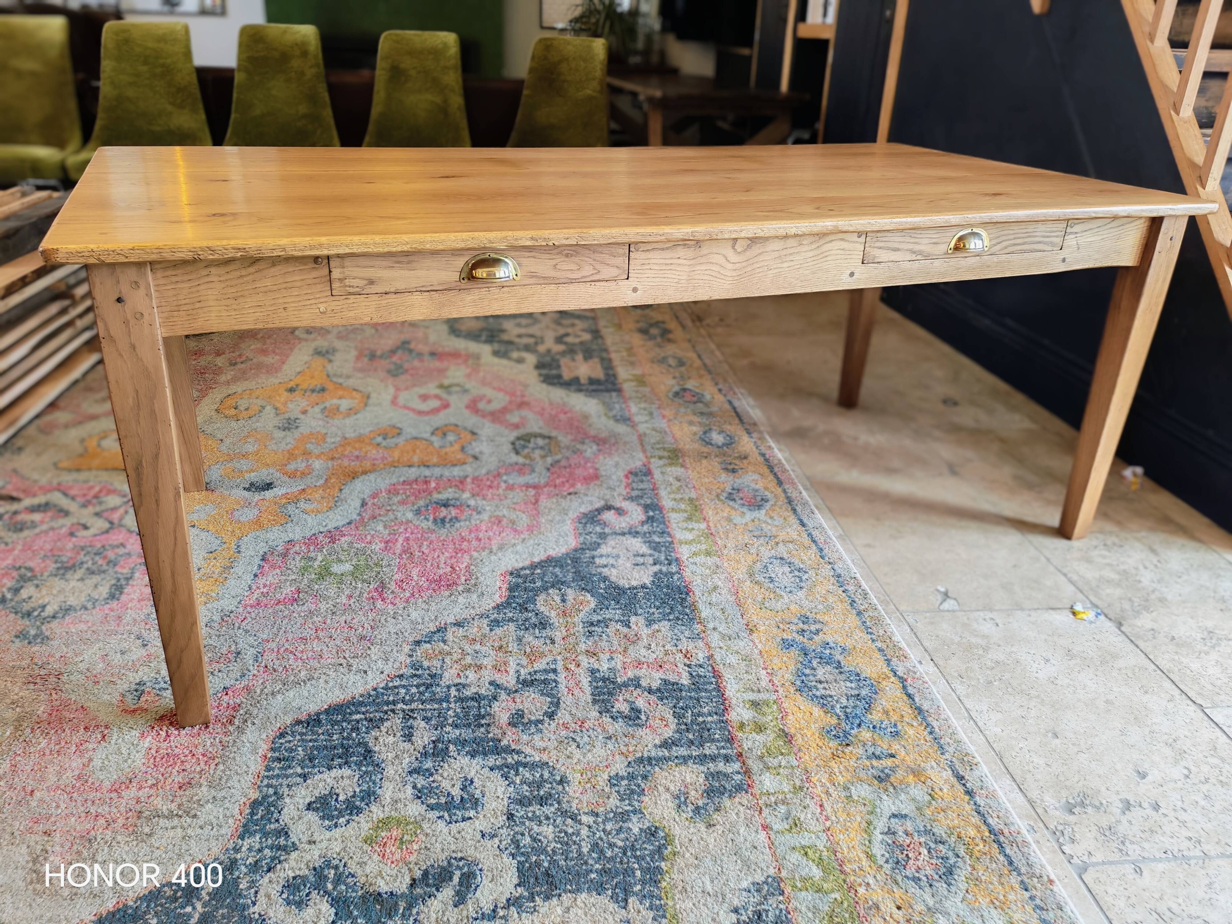 Table de ferme en chêne massif 200x100 avec sa rallonge de 60x100