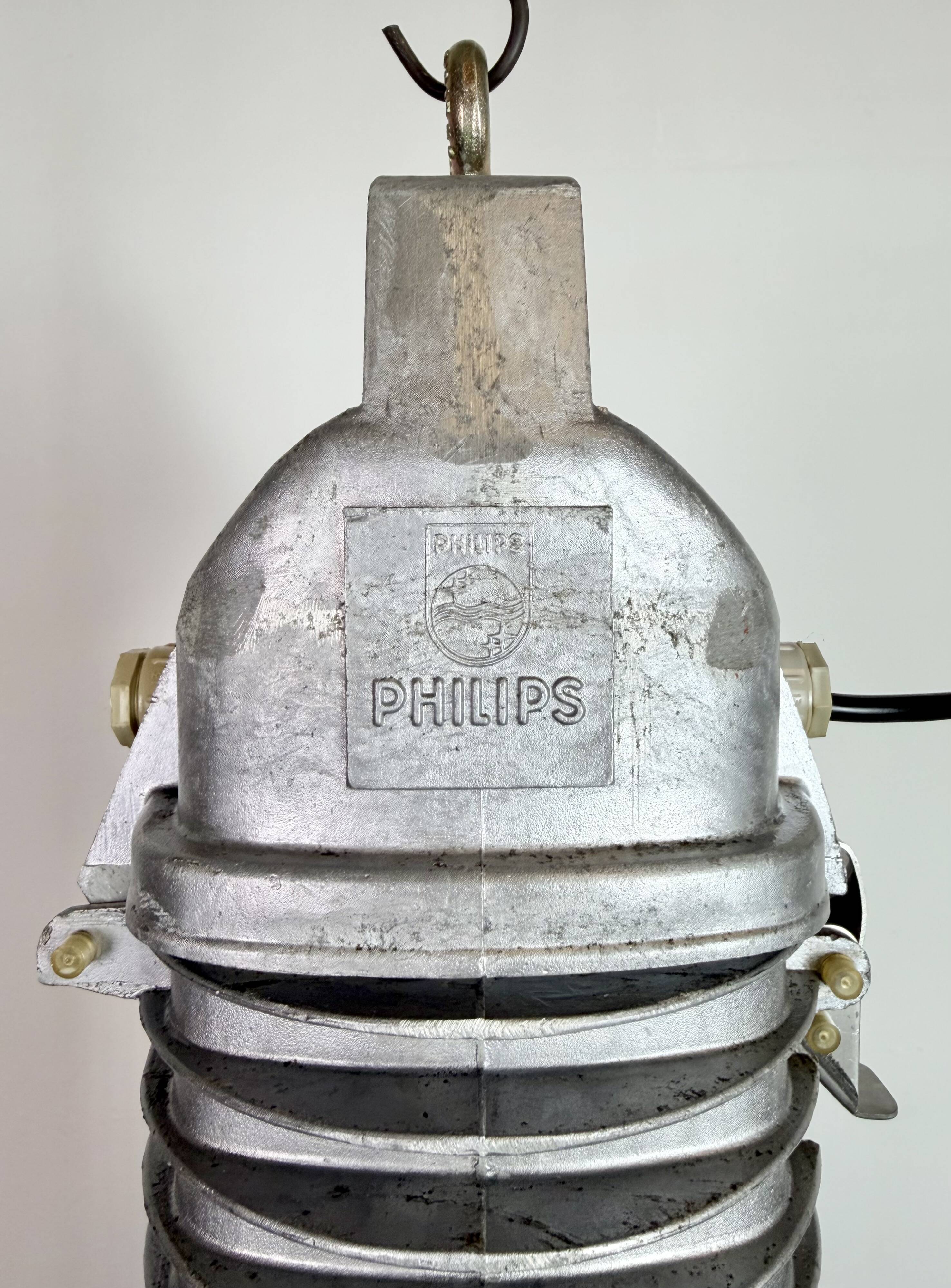 Large Industrial Black Enamel Factory Pendant Lamp from Philips, 1960s