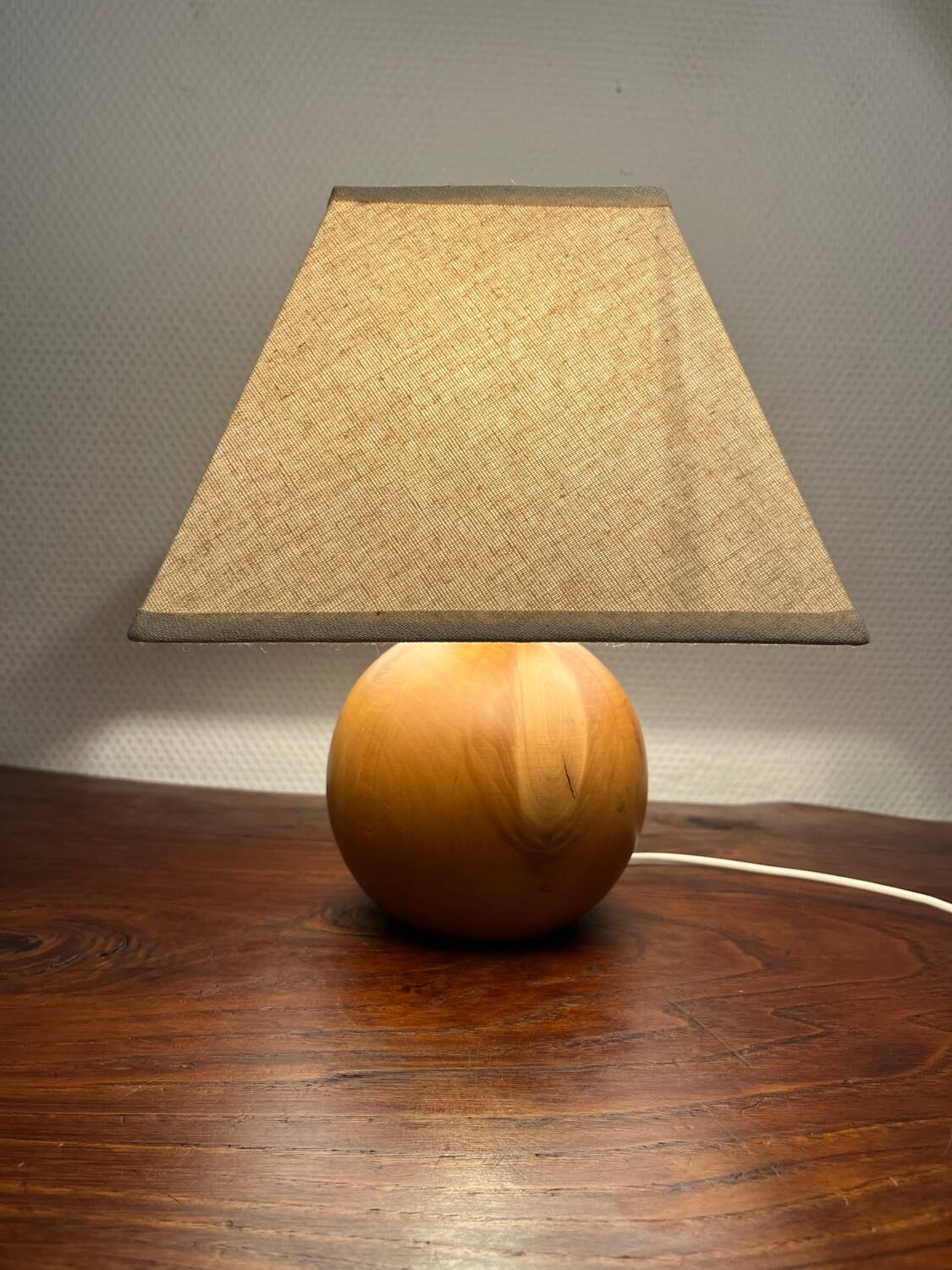 Solid wood ball table lamp with lampshade