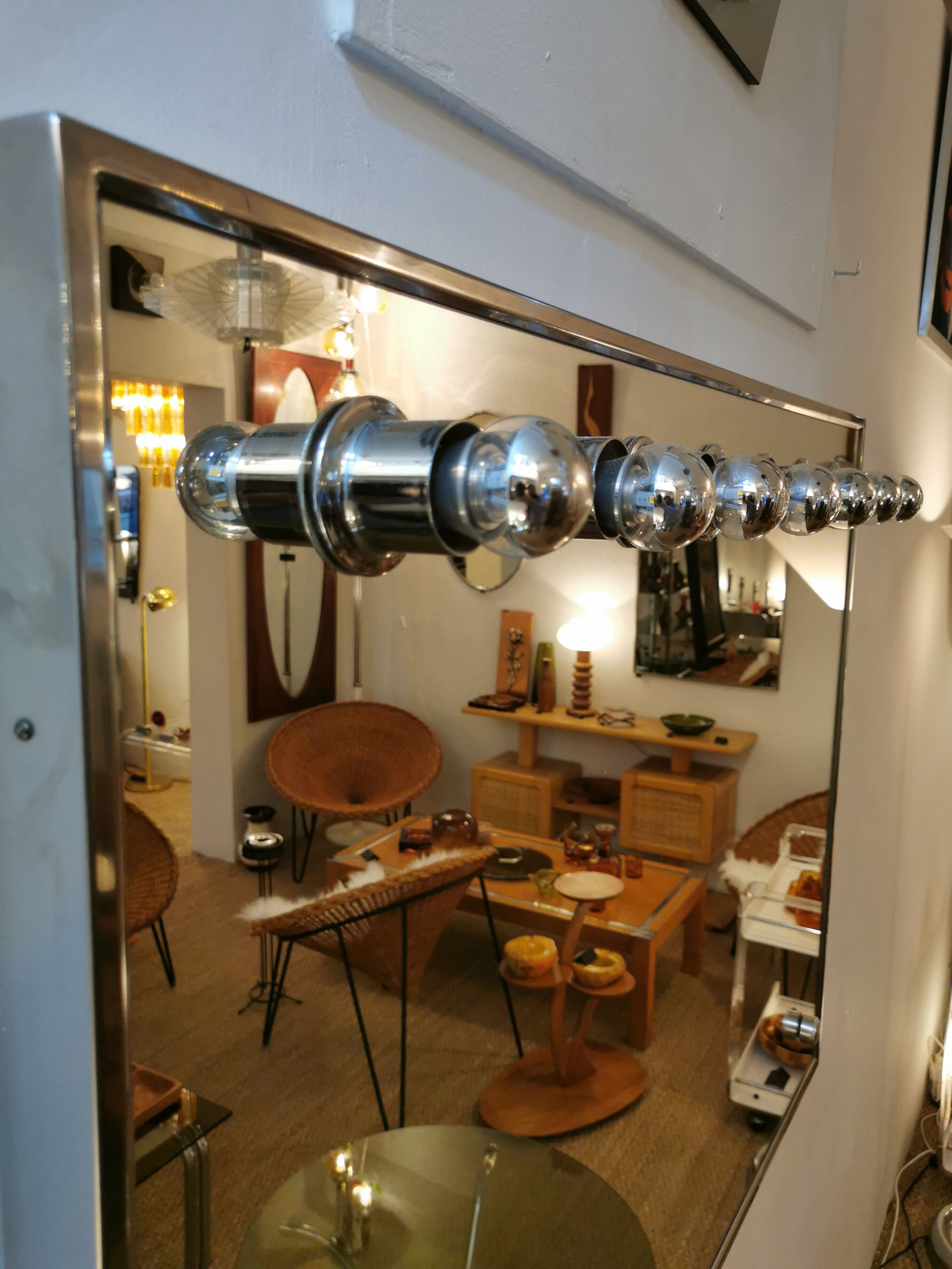 Miroir de loge à 7 spots années 70 100x75cm