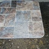 Metal and slate coffee table
