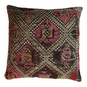 Vintage turkish kilim cushion cover , 55 x 55 cm