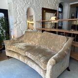 Beige velvet sofa