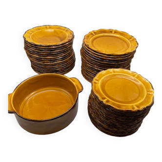 Old plate service earthenware from Haute Provence France mustard yellow