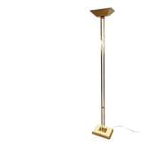 Brass Floor Lamp with Adjustable Reflector on a Timber Base