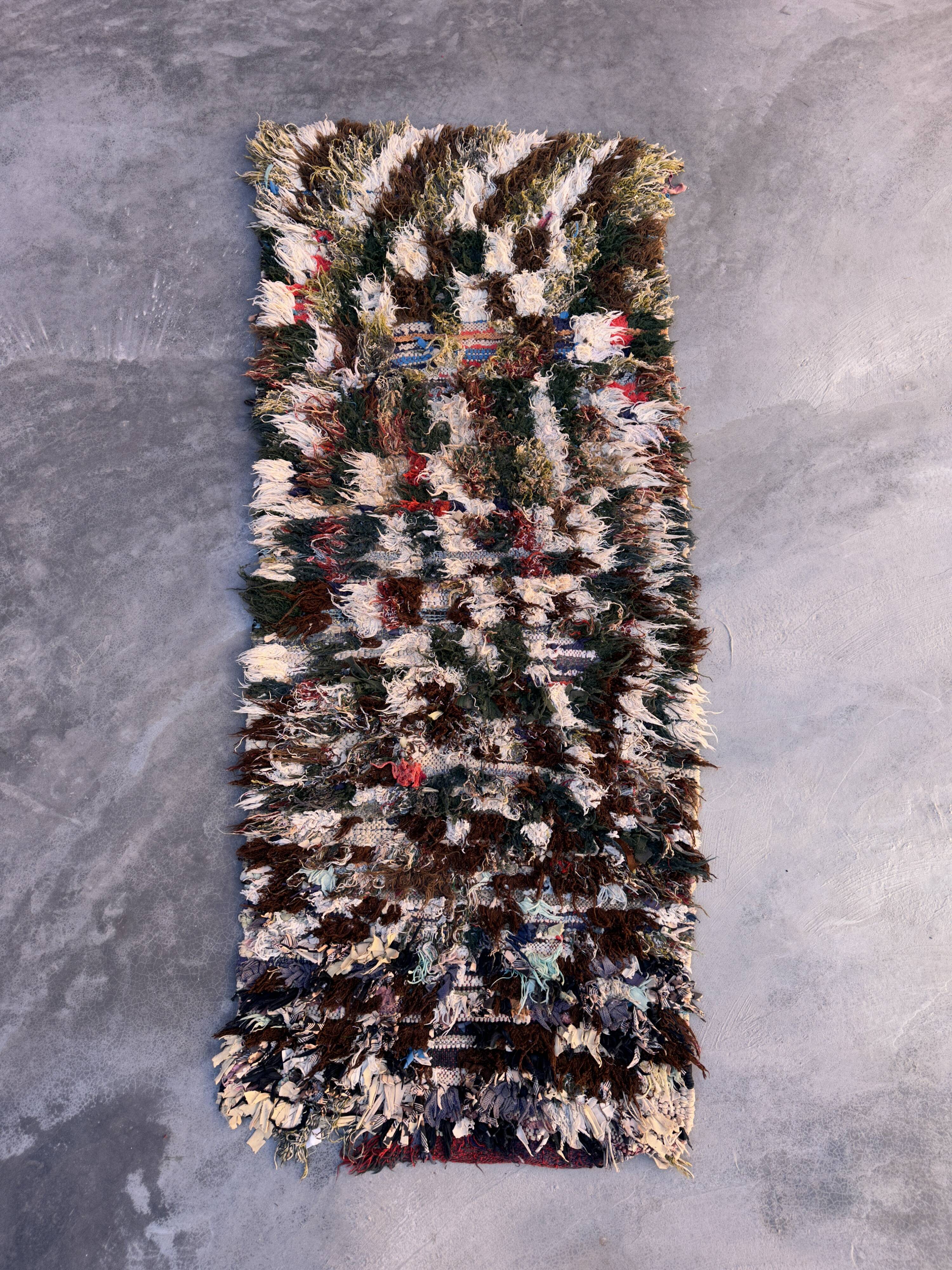 Moroccan carpet boucherouite colored - 70 x 160 cm