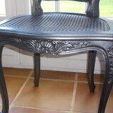 Patinated canned chair in tin grey