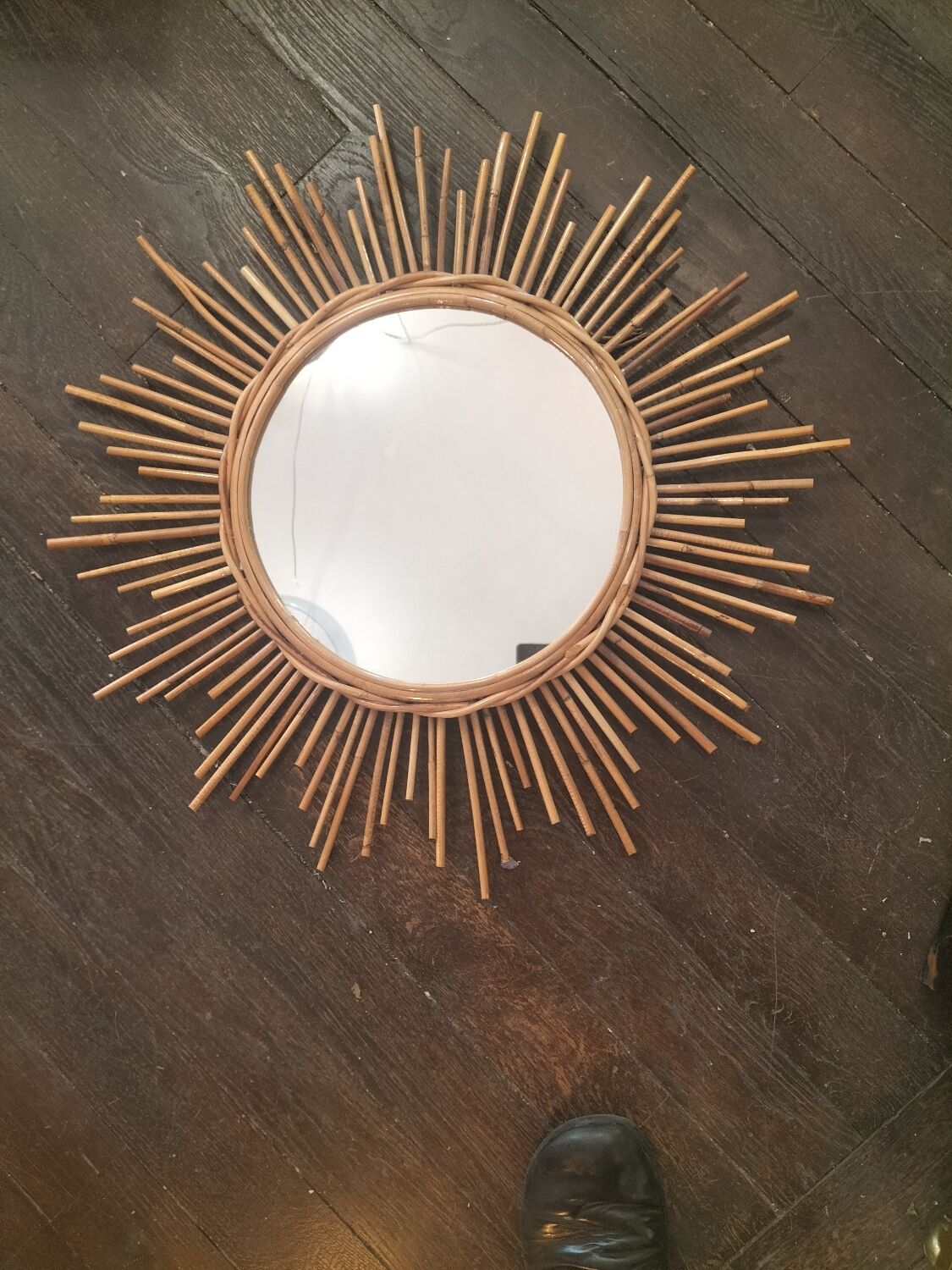 Miroir rotin année 1960
