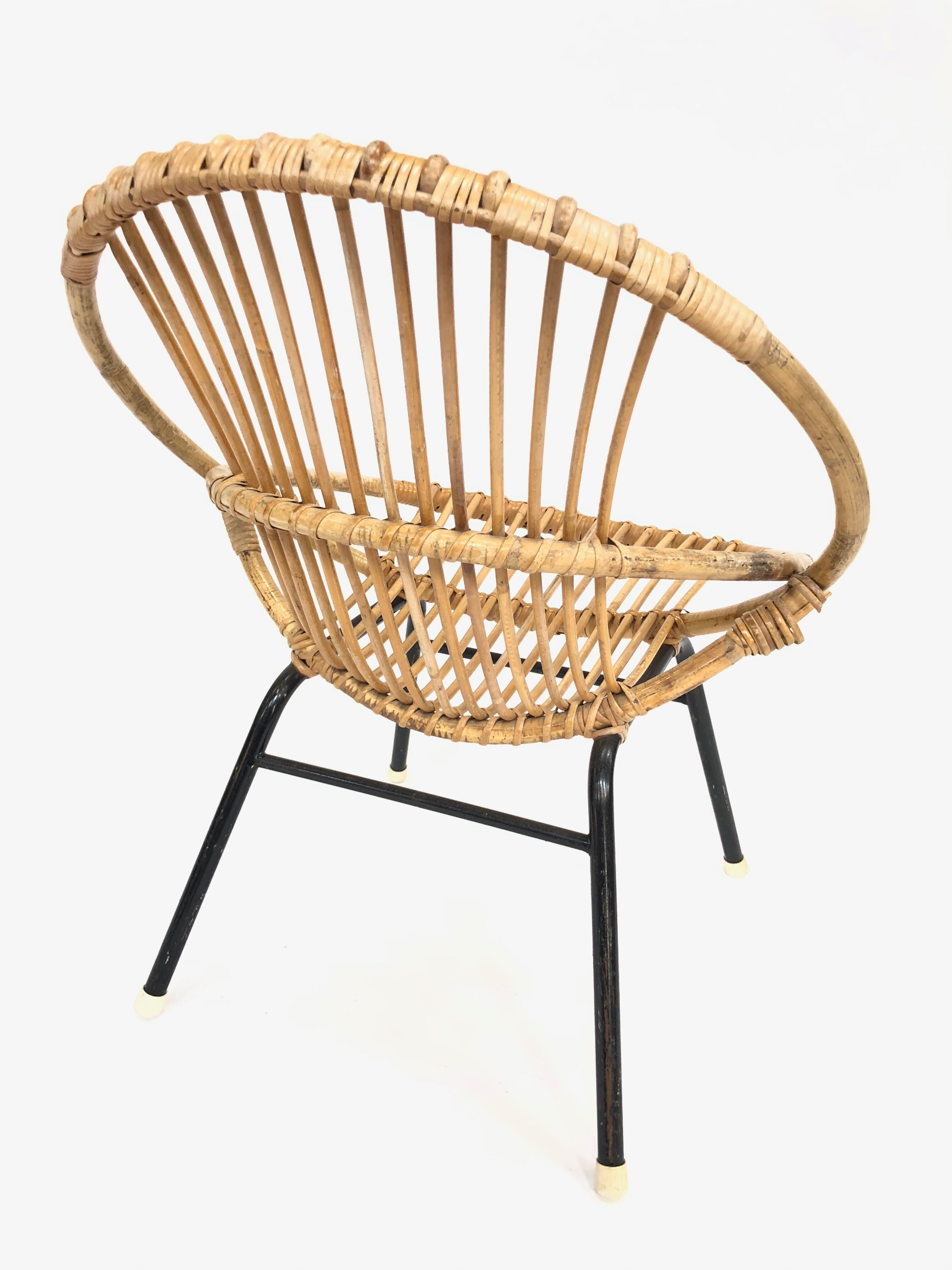 Fauteuil vintage en rotin par Dirk van Sliedregt Rohe Noordwolde 1960 aux Pays-Bas