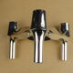 3 Combi-Leuchter chrome metal vintage candlesticks at BMF