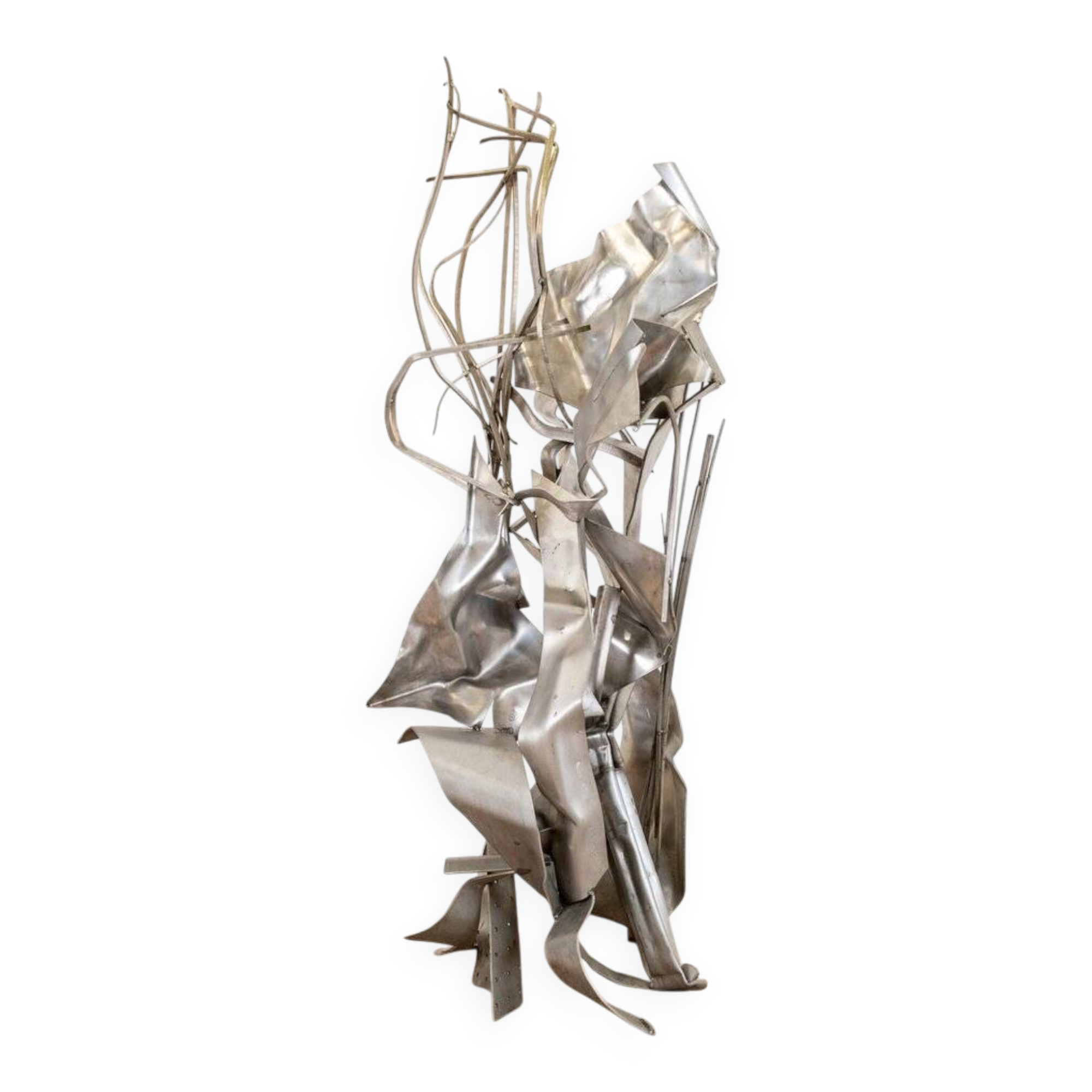 Albert Féraud, sculpture abstraite, 1976, acier inoxydable