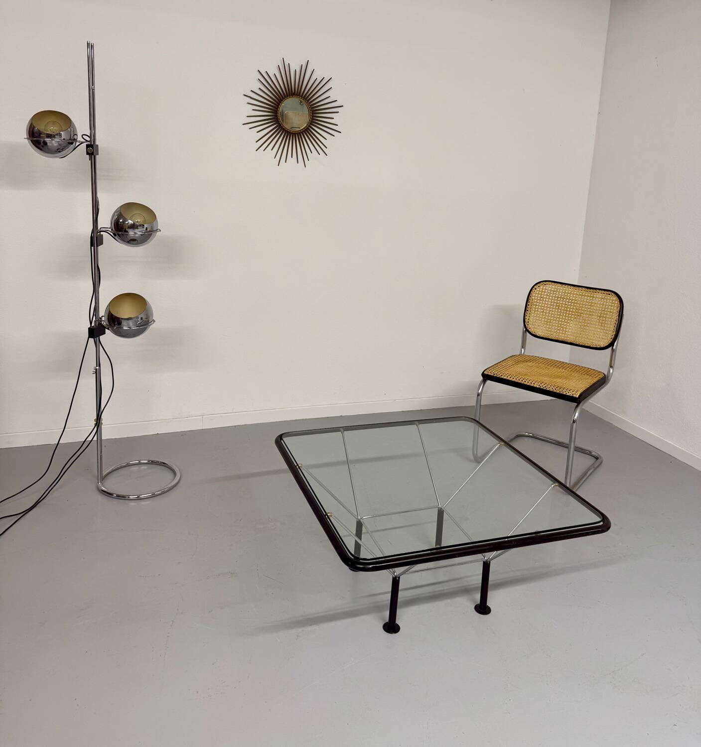 Niels Bendtsen architectural metal glass coffee table from the 70s