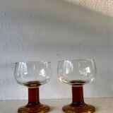 2 amber foot cups from the 70s