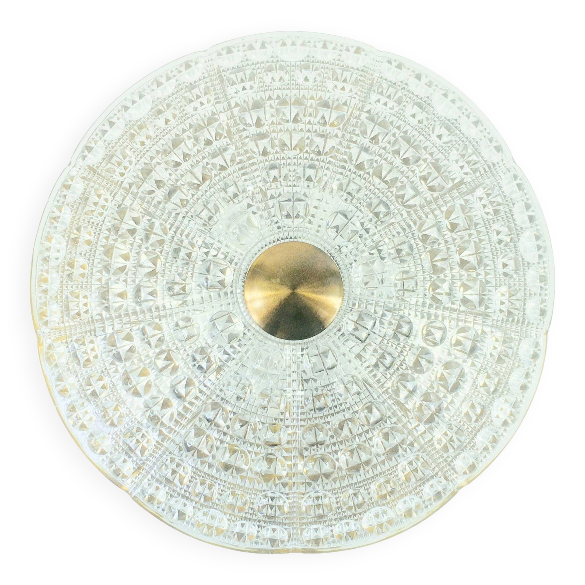 Lustre en verre et laiton scandinave par C Fagerlund pour Orrefors, années 1960.