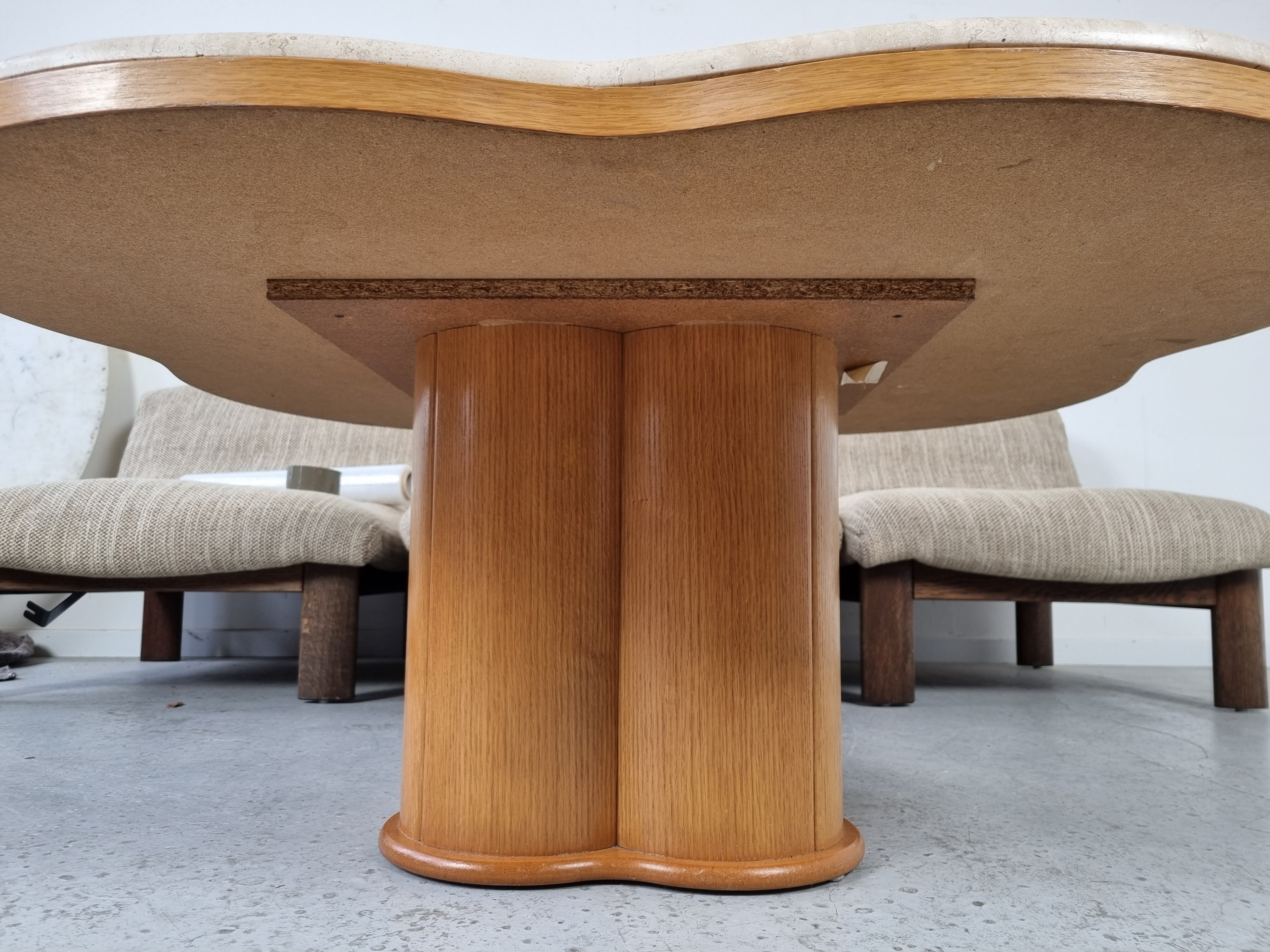 Vintage "cloud" coffee table in travertine, 80s