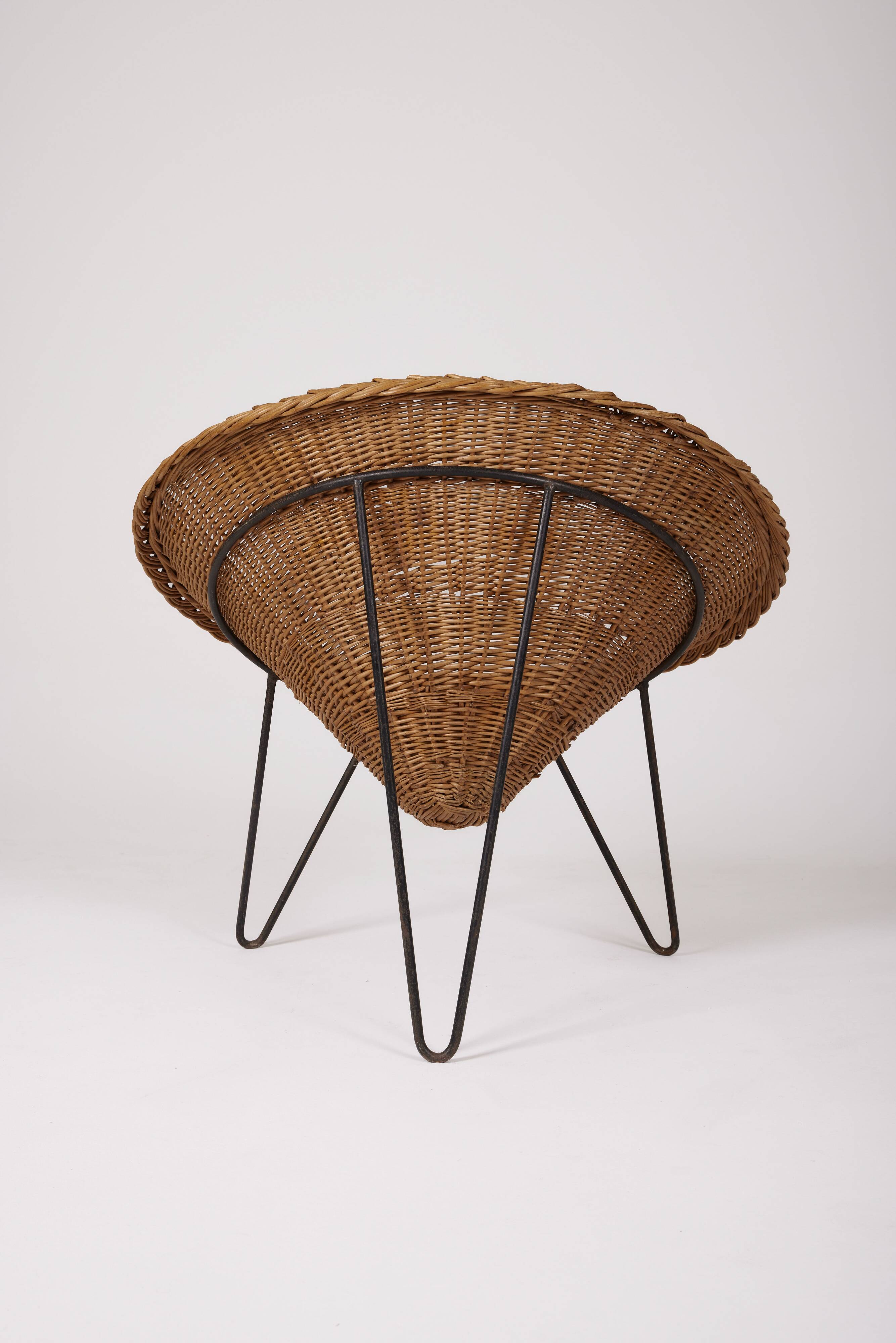 Rattan basket armchair, 1970s