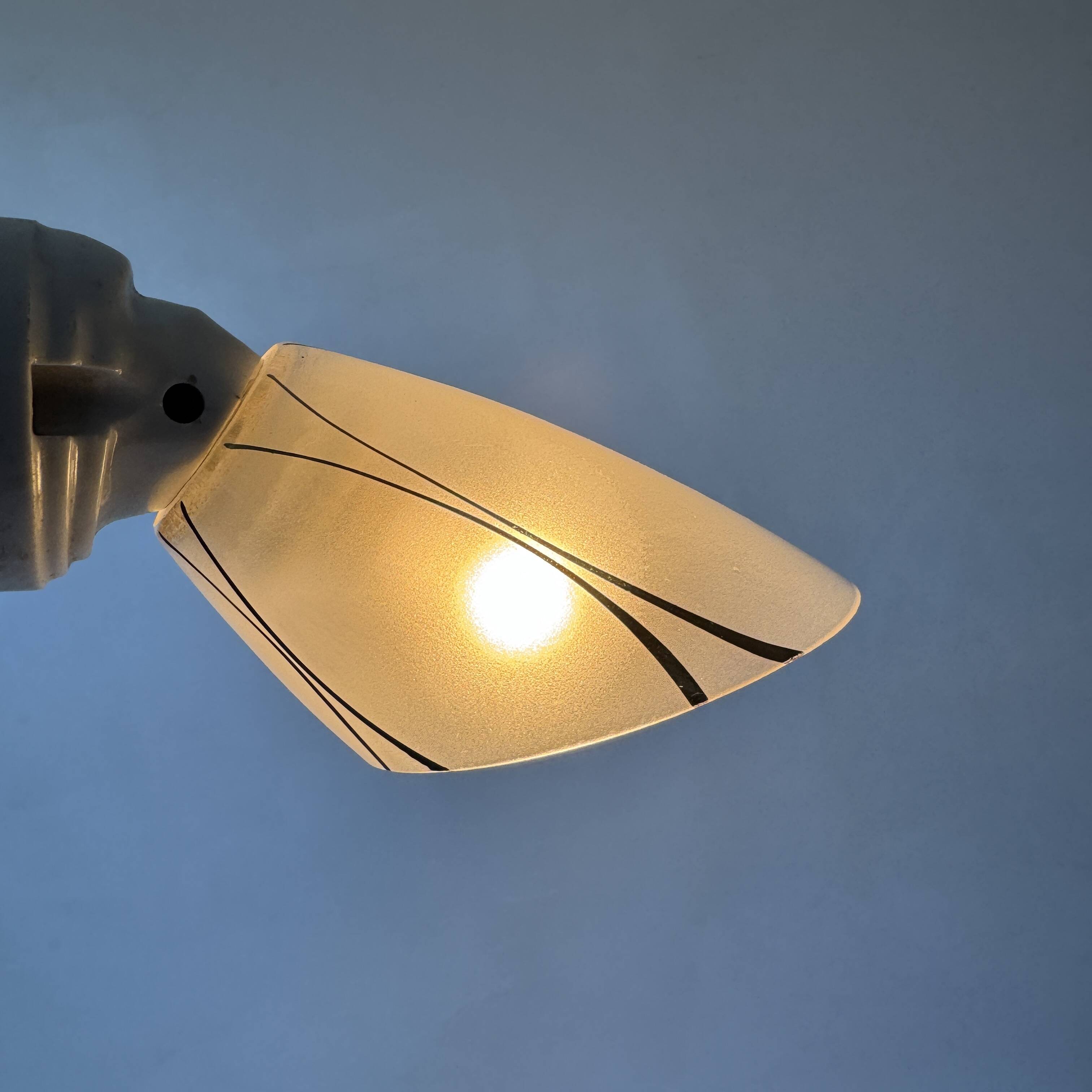 Lot of 3 old 1950 vintage slanted wall lights