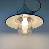 Aluminium and enameled bomb proof pendant lamp 70s