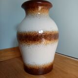 West Germany 290-34 vase in white and brown glazed ceramic