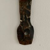 Brutalist wrought iron wall candle holder