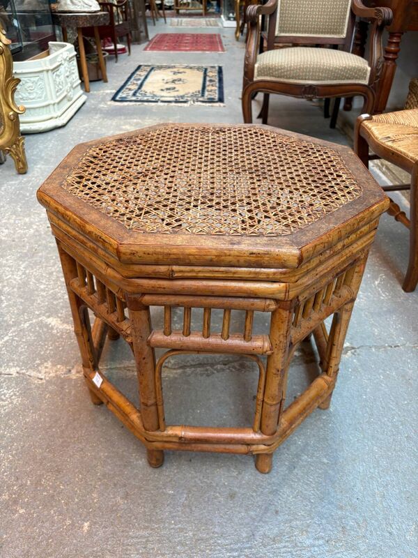Table d'appoint en rotin et cannage