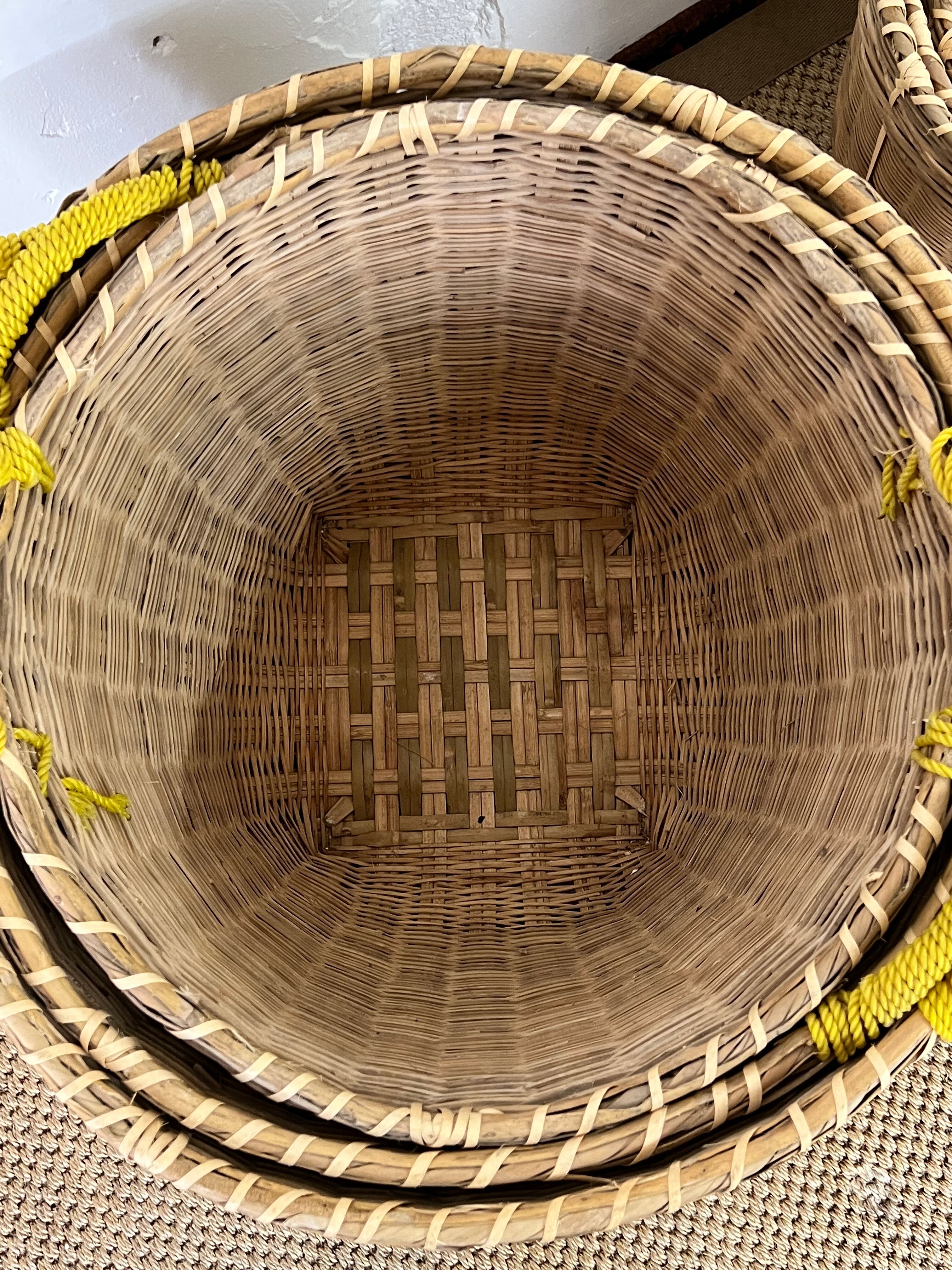 Set of 9 wicker trundle baskets