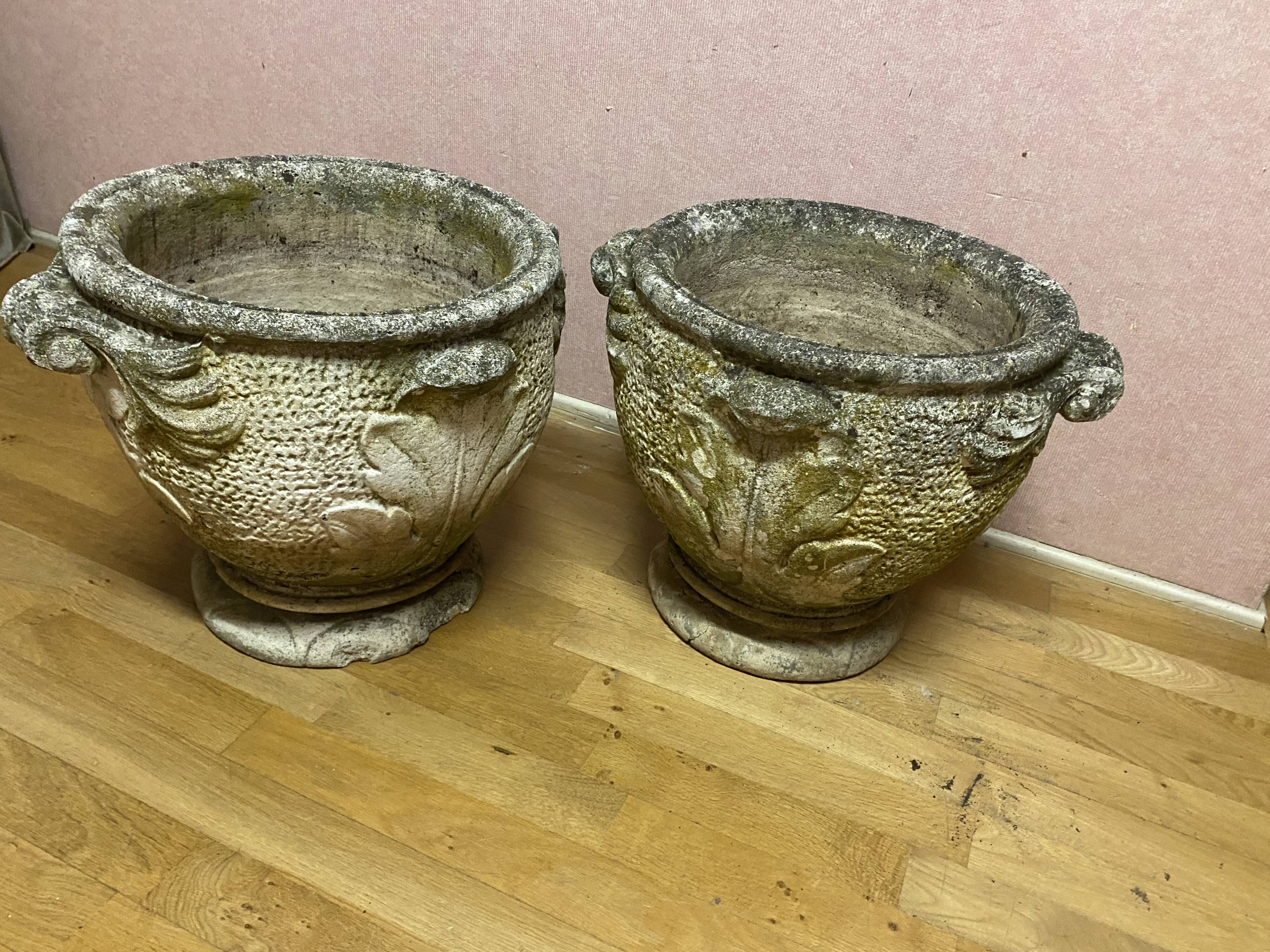 Pair of reconstituted stone planters