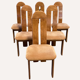 Organic brutalist modernist Dutch design dining chairs set of 6. 1970s - 1980s