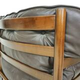 Rosewood and brown leather sofa by Sven Ellekaer & Norell for Coja Sweden