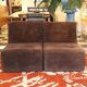 Pair of vintage brown fabric armchairs