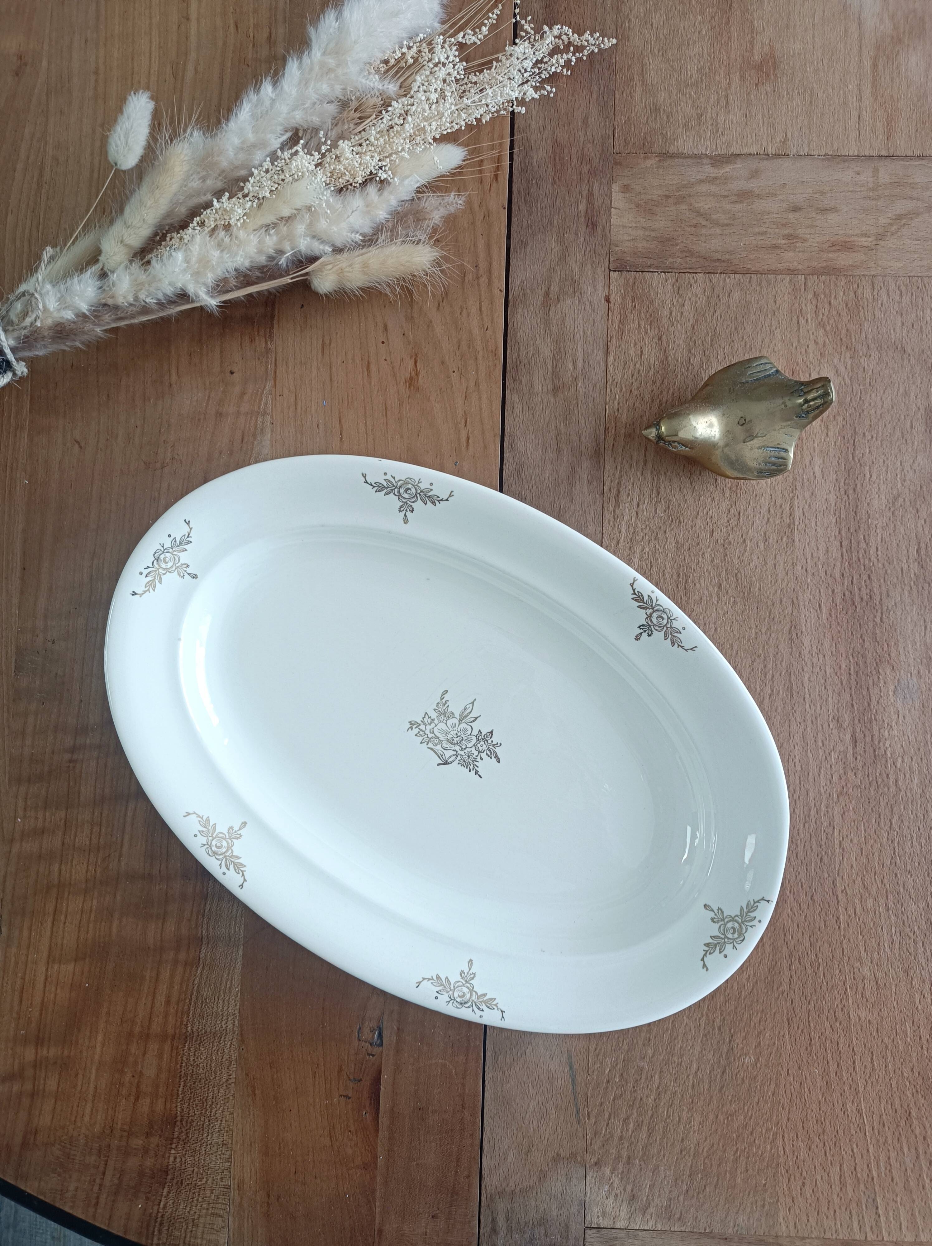 Villeroy and Boch oval dish, golden flowers