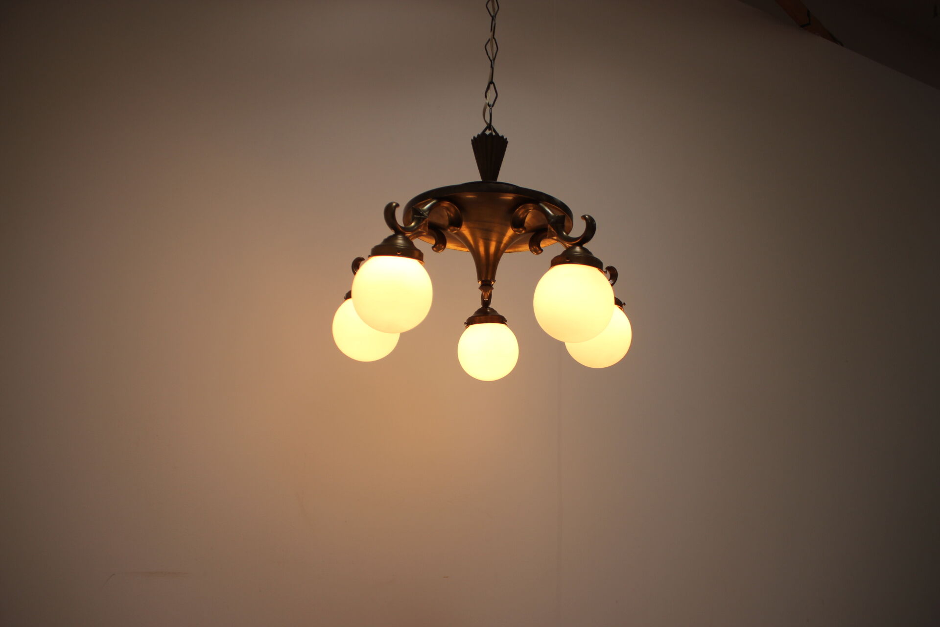Art deco 5 flamming chandelier 1930s