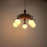 Lustre art déco à 5 flammes années 1930