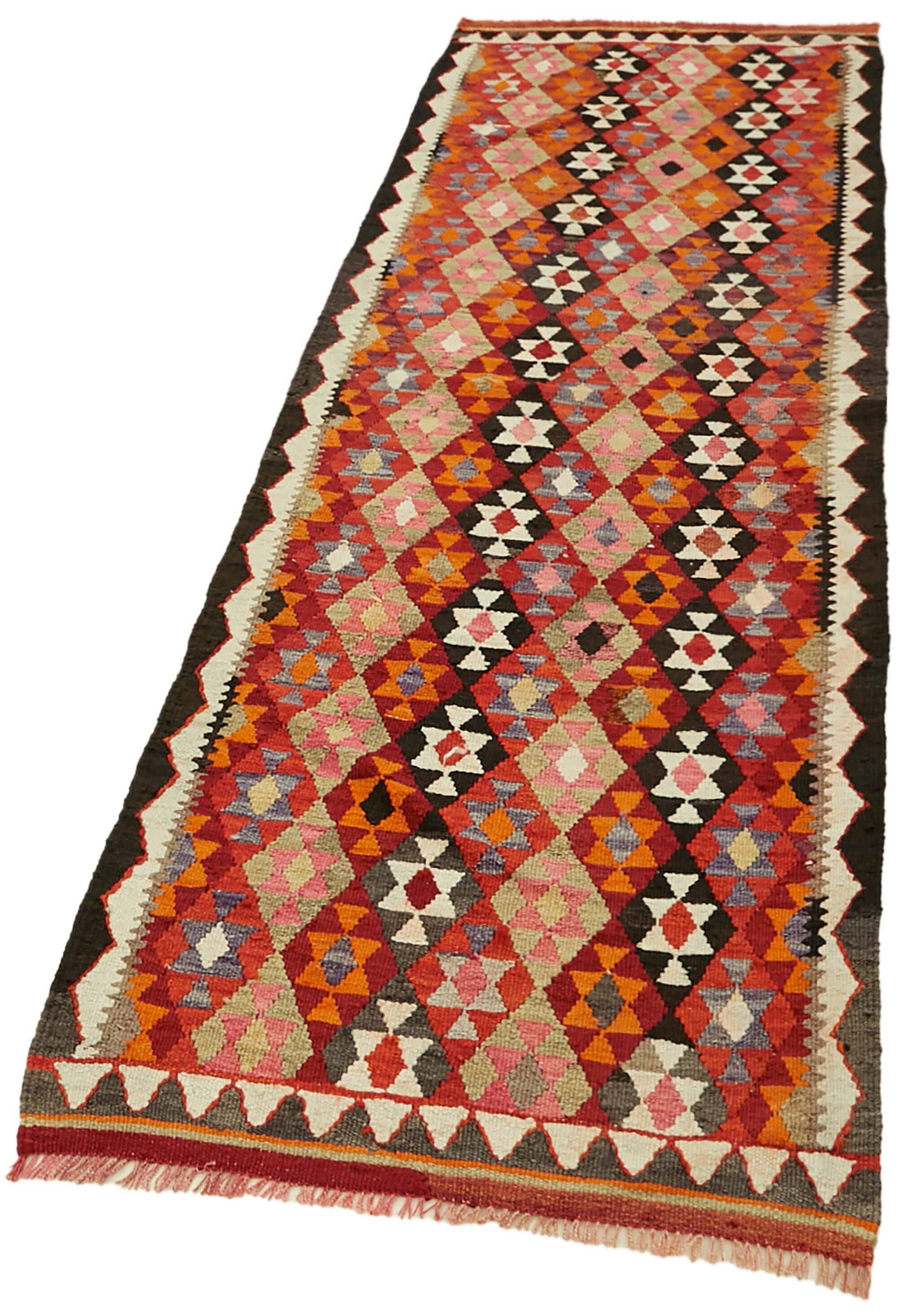 Turkish Handwoven Vintage Herki Kilim 86 cm x 274 cm