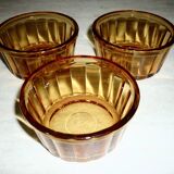 3 vintage Vereco amber glass ramekins