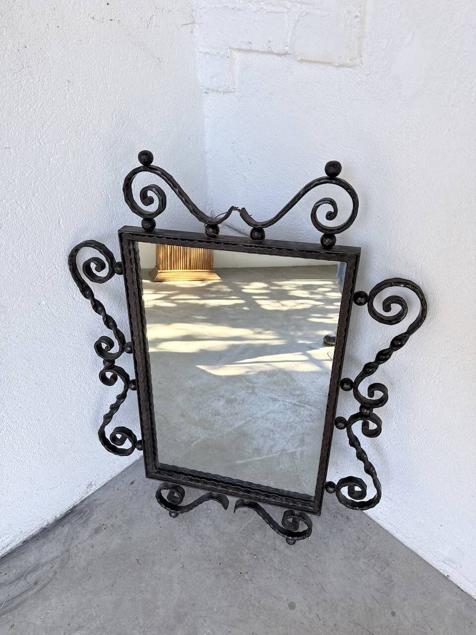 Brutalist wrought iron mirror 1940