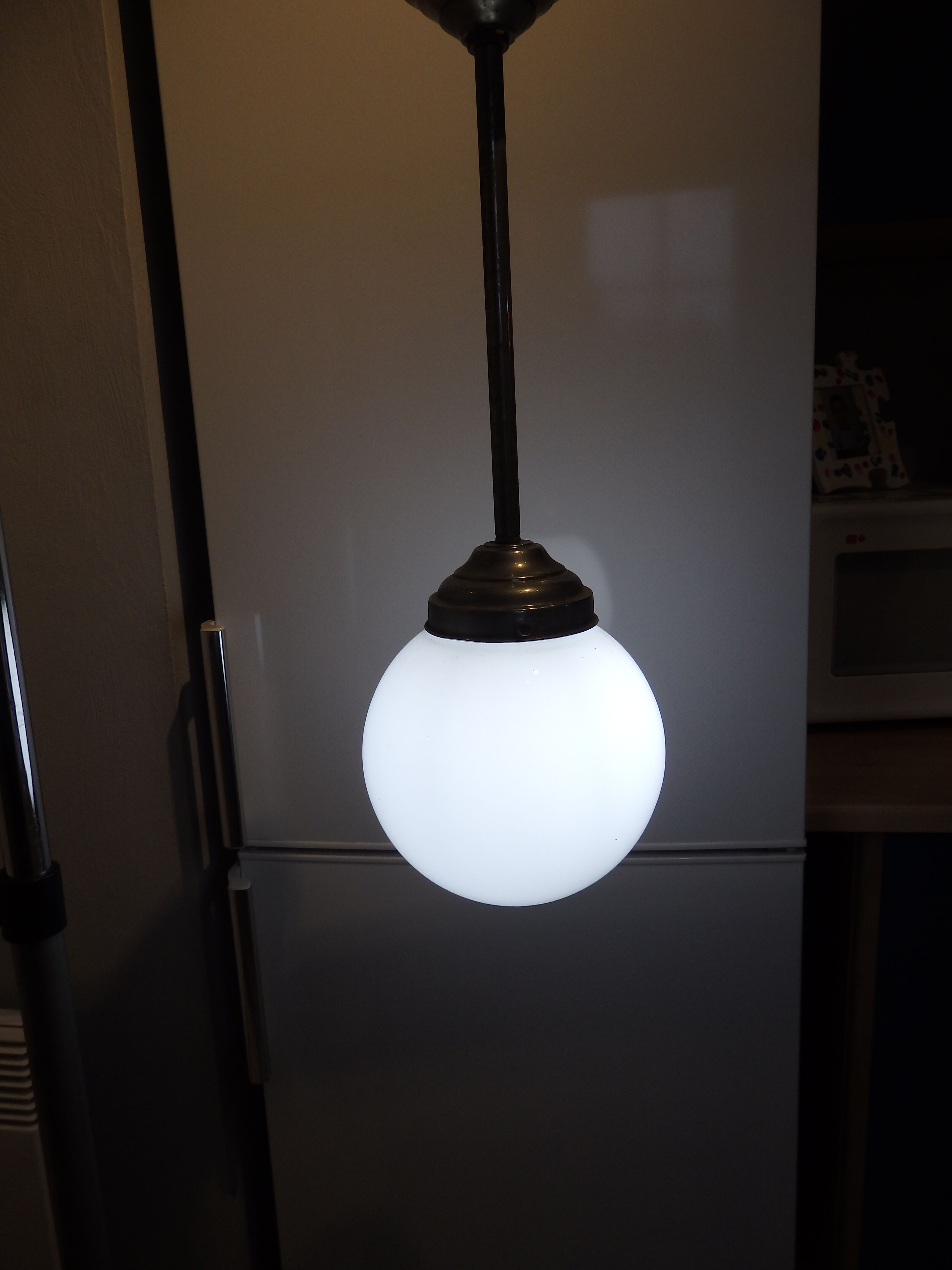 Art deco globe opaline hanging lamp