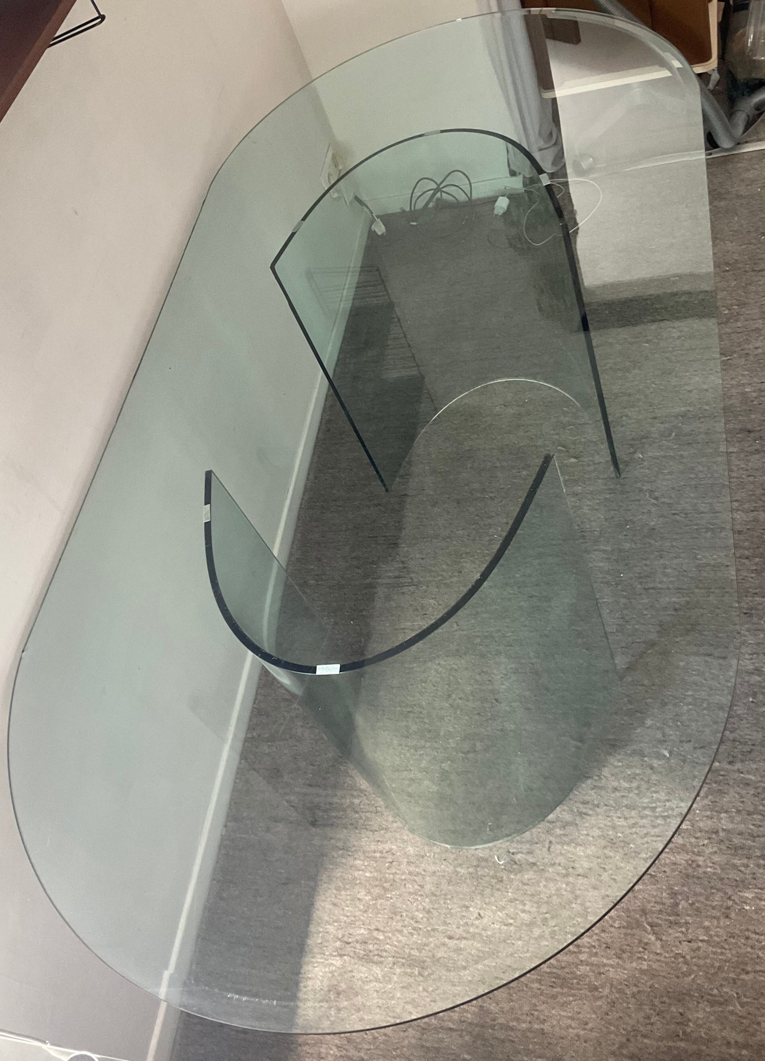 Vintage Sica Italy dining table in tempered glass