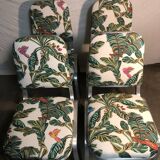 Aluminum chairs covered with Yasmine All overdose multicolor fabric Maison Thevenon arma Burgess