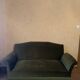 Green velvet bench with fringe