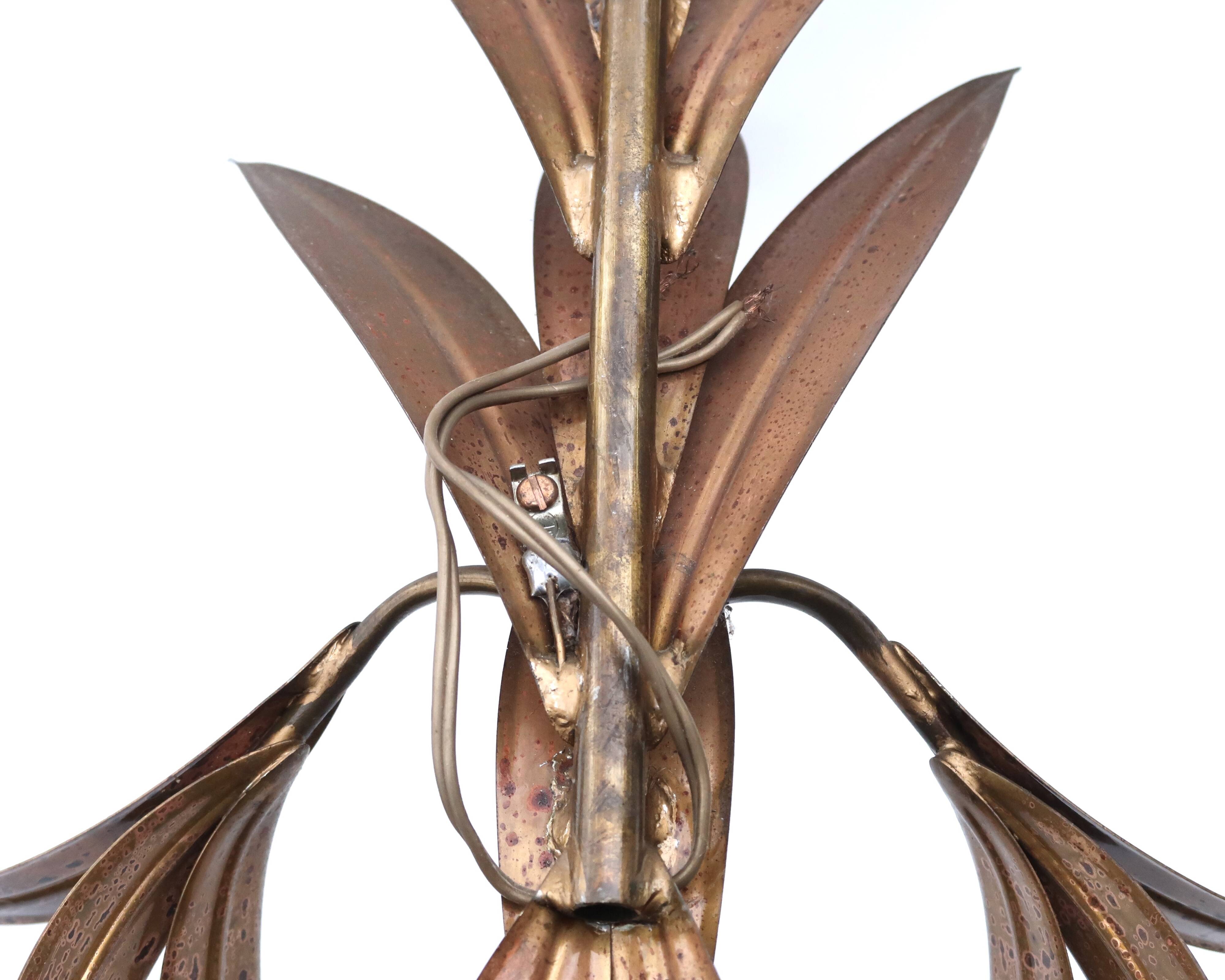 Pair of brass “leaf” wall lights, 1970s