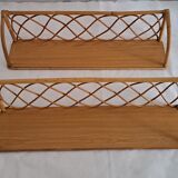 Pair of wall shelves made of bamboo and rattan